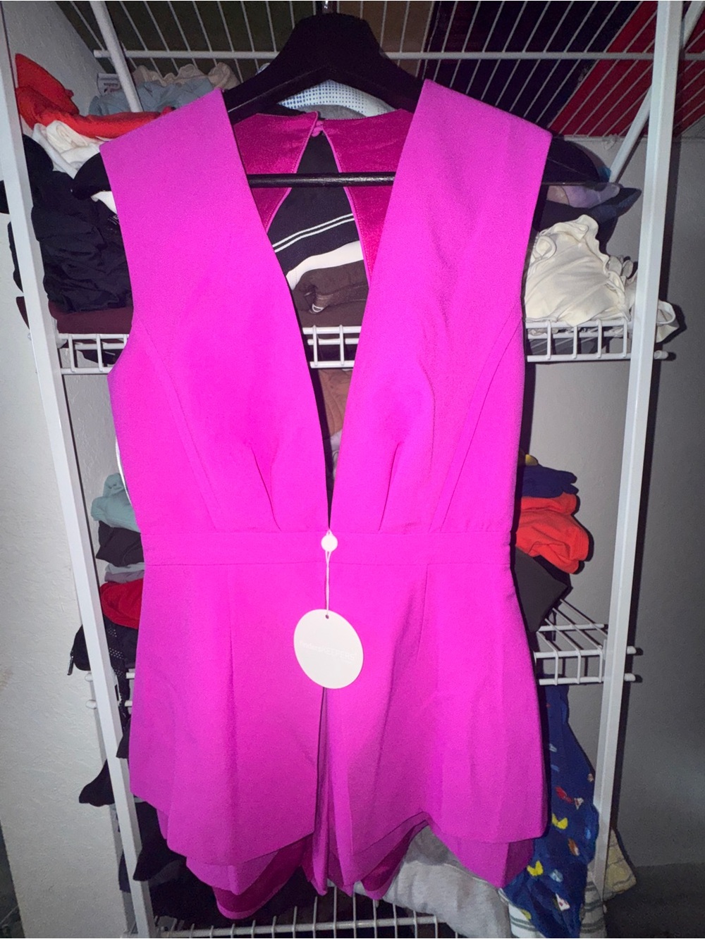 Finders Keepers Hot Pink V-Neck Jumpsuit Romper